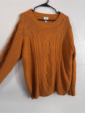 St. John's Bay Burnt Orange Cable Knit Crewneck Sweater